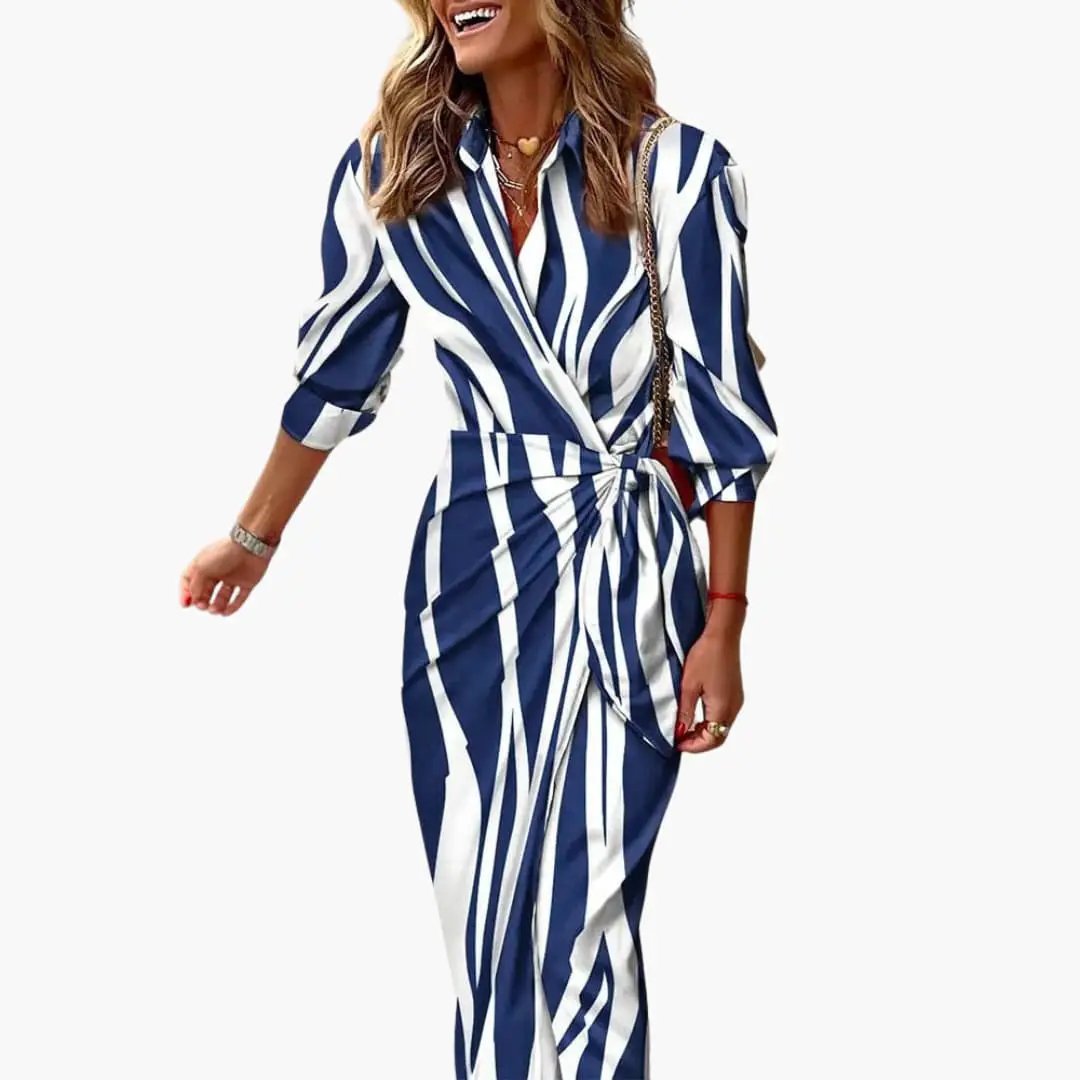 Cristina | Vestido camisero a rayas para mujer de algodón