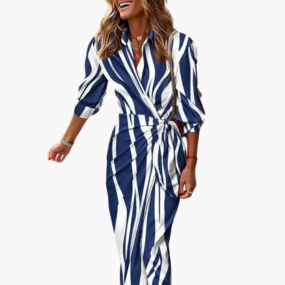 Cristina | Vestido camisero a rayas para mujer de algodón