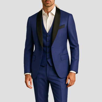 Alberto | Traje de tres piezas para hombre con corte slim y chaqueta esmoquin