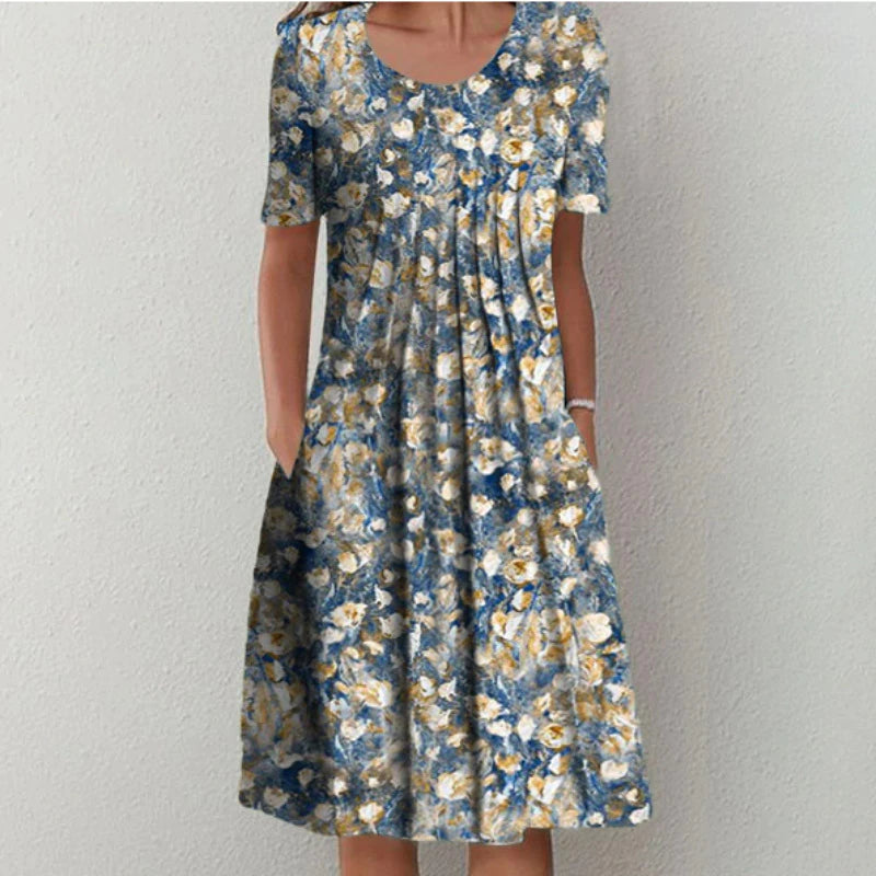 Aroha | Casual Floral Print Dress with Pockets