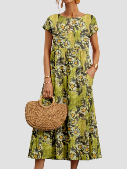 Ariadna | Women's summer midi dress with print and pockets