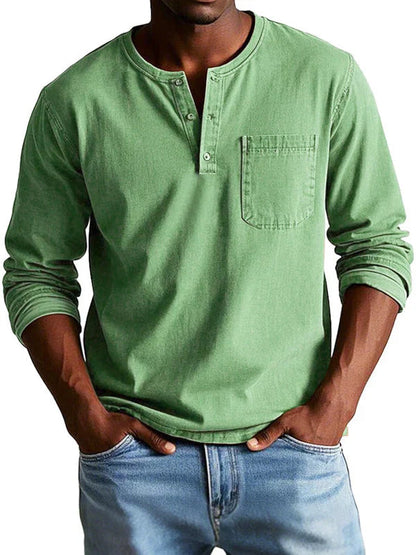 Camisa casual hombre manga larga Henley