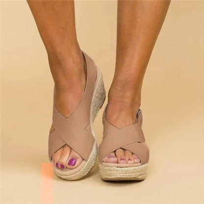 Xiadani | Sandalias de cuña para mujer con tiras cruzadas | Verano