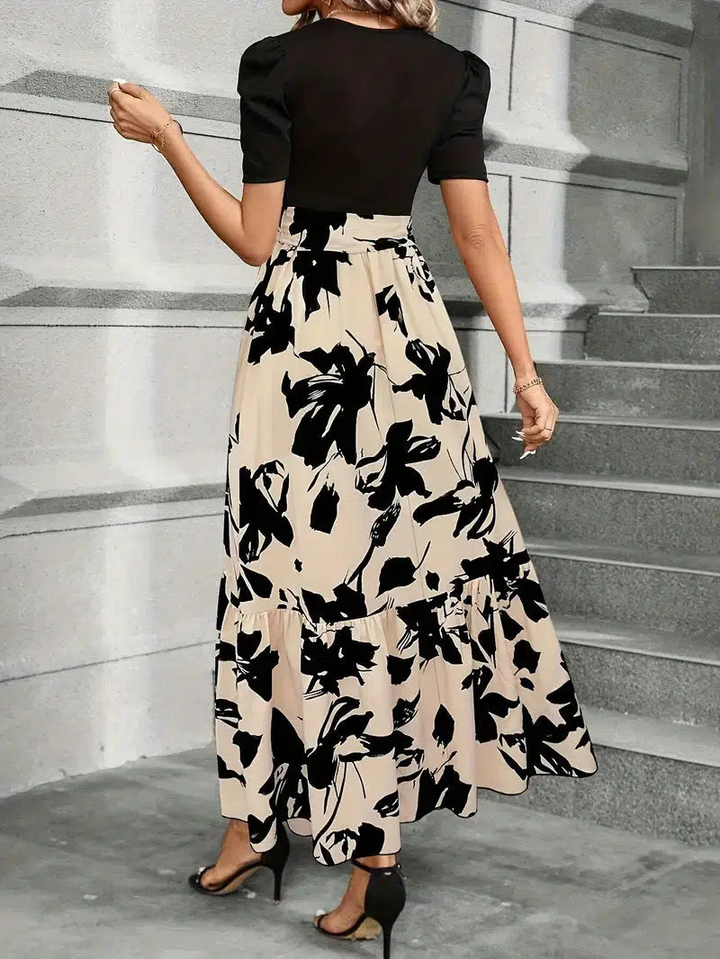 Blanca | Women's maxi dress with puff sleeves and bow
