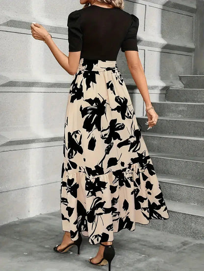 Blanca | Women's maxi dress with puff sleeves and bow