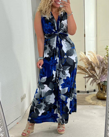 Zafira | Vestido maxi para mujer con flores y escote en V