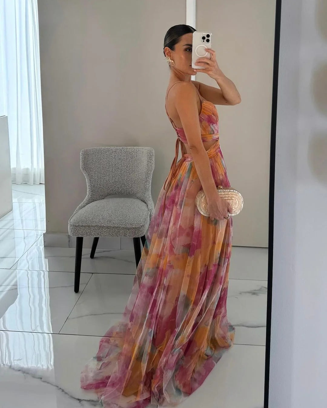 Beatriz | Elegant Strapless Floral Maxi Dress