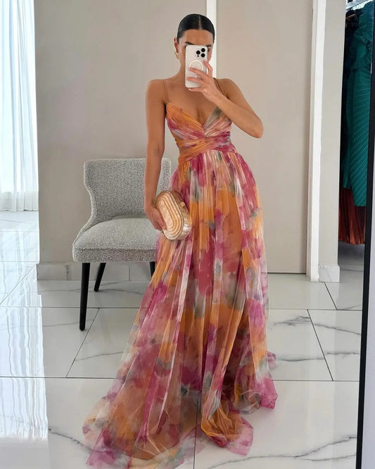 Beatriz | Robe longue florale élégante sans bretelles