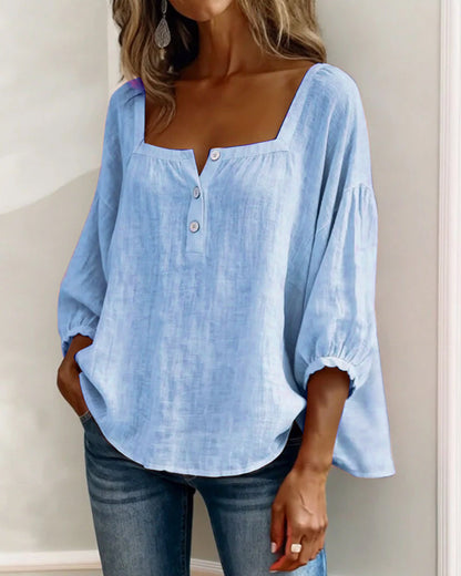 Lurea | Women's blouse with square neckline and buttons