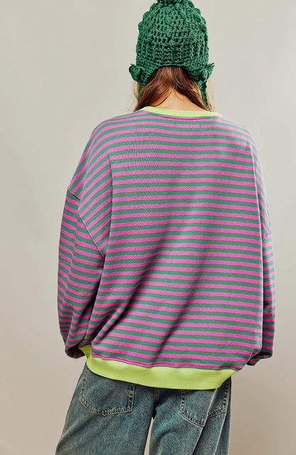 Elisa | Women's Striped Round Neck Spring Sweater