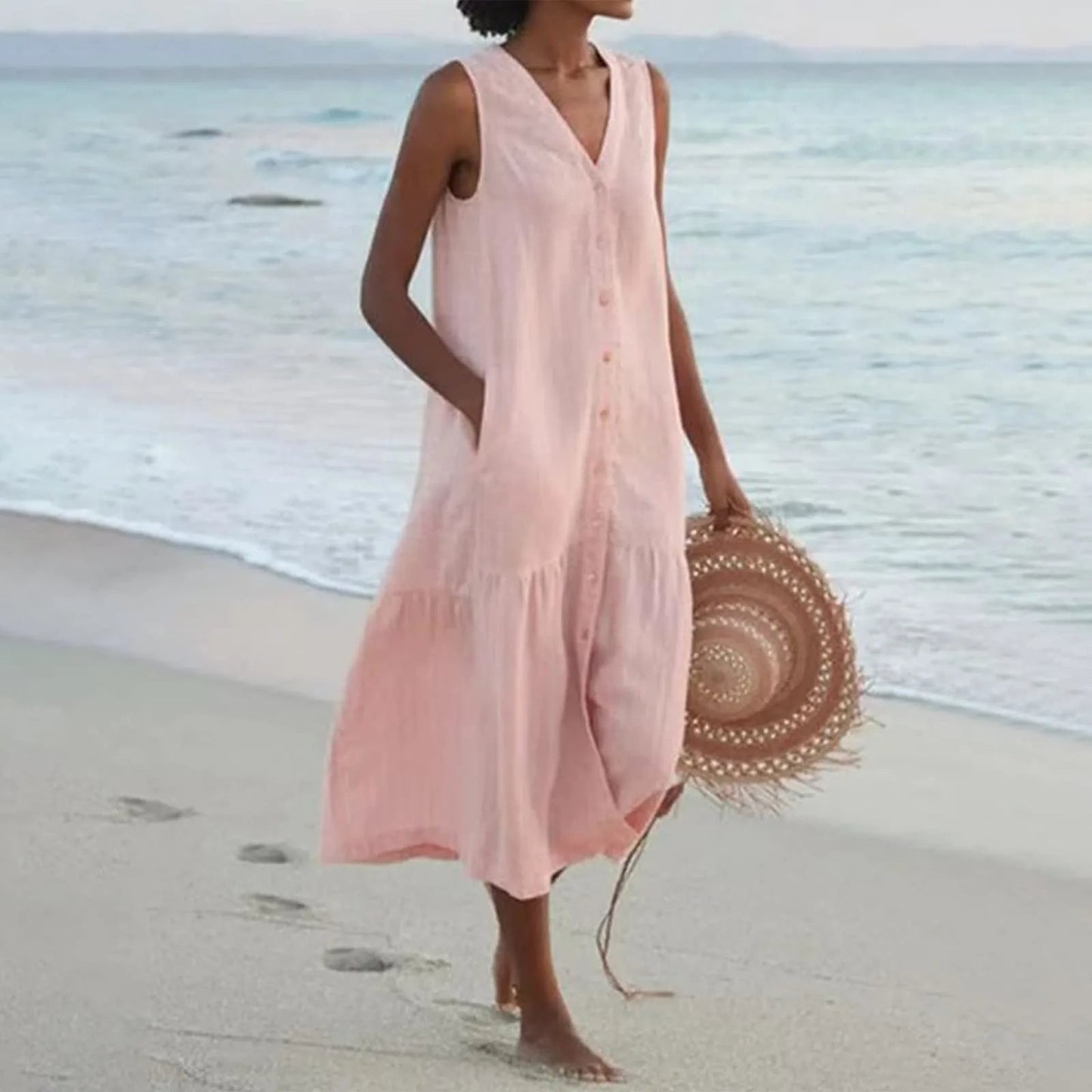 Judy | V-Neck Sleeveless Midi Dress