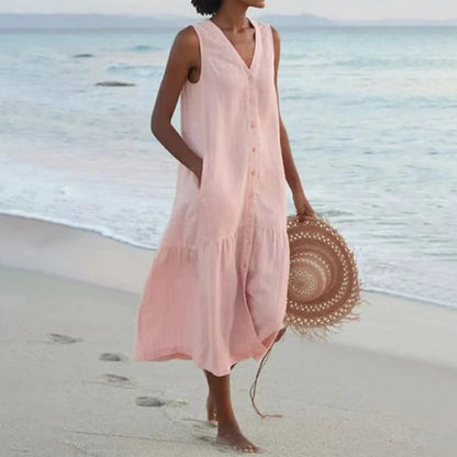 Judy | V-Neck Sleeveless Midi Dress