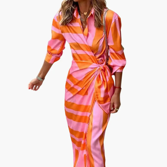 Cristina | Vestido camisero a rayas para mujer de algodón