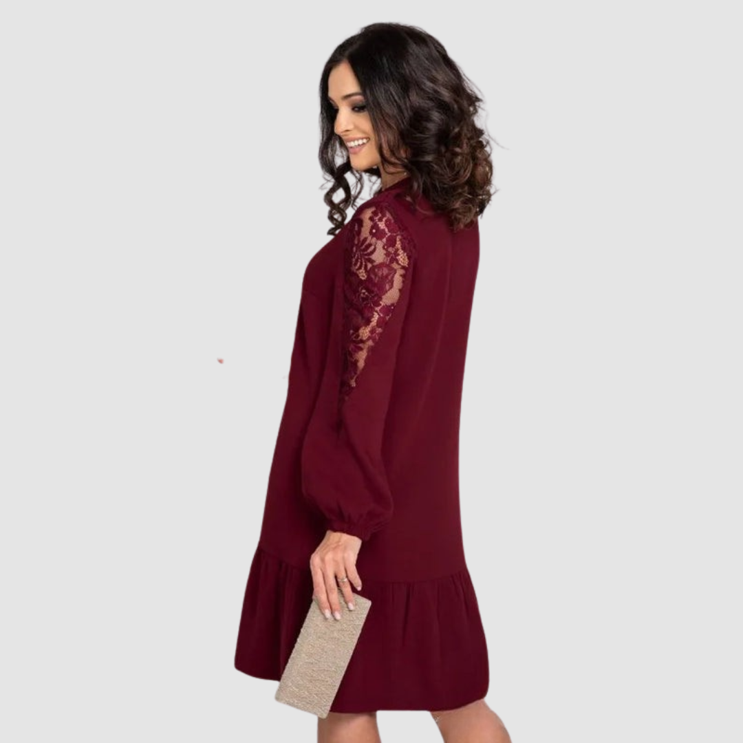 Lowris | Midi dress with lace sleeves