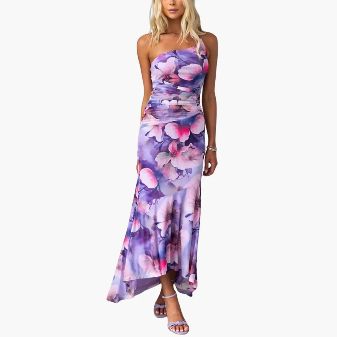 Catalina | Vestido para mujer de un hombro floral elegante