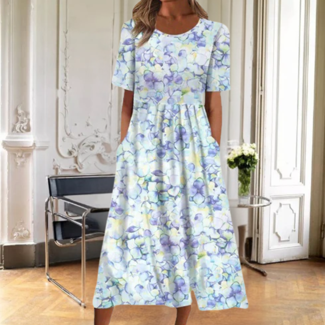 Amapola | Vestido midi para mujer de verano con estampado botánico