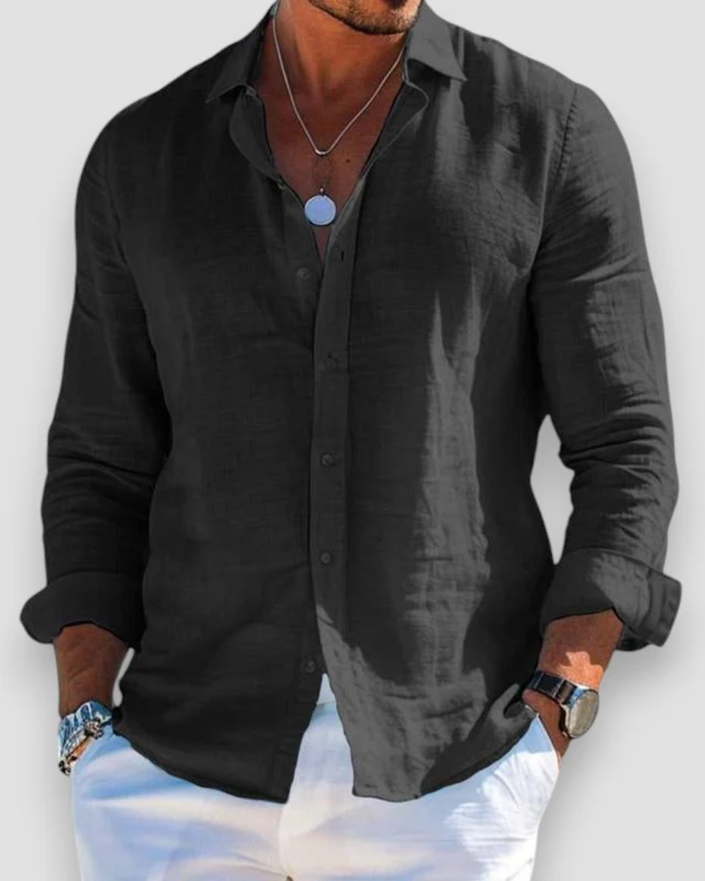 Naviro | Chemise homme à manches longues avec boutons