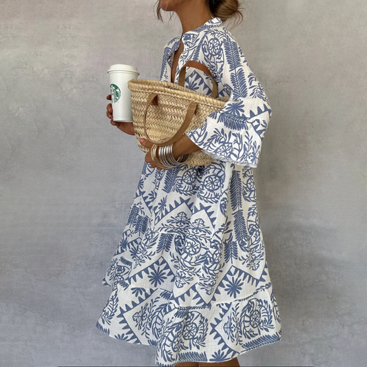 Victorina | Vestido estampado con manga amplia fluida