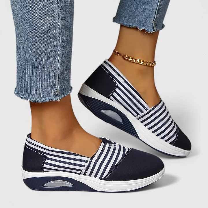 Julena | Orthopedic slip-on sneakers with stripes and design