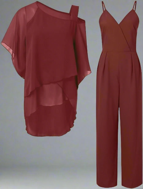 Luna | Conjunto elegante con top amplio y pantalón manga corta