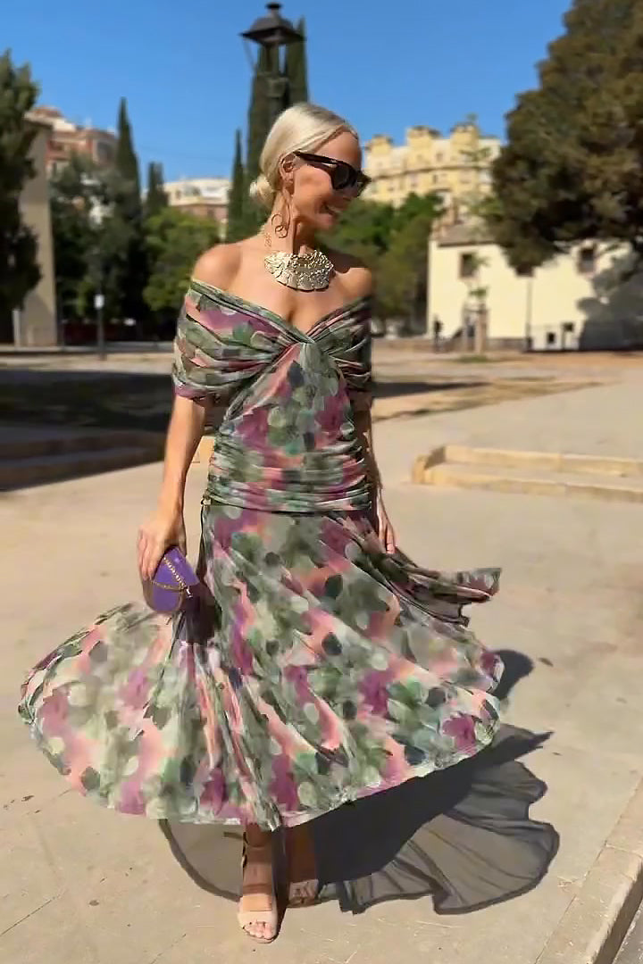 Salvadora | Vestido maxi elegante con escote en V y cintura drapeada