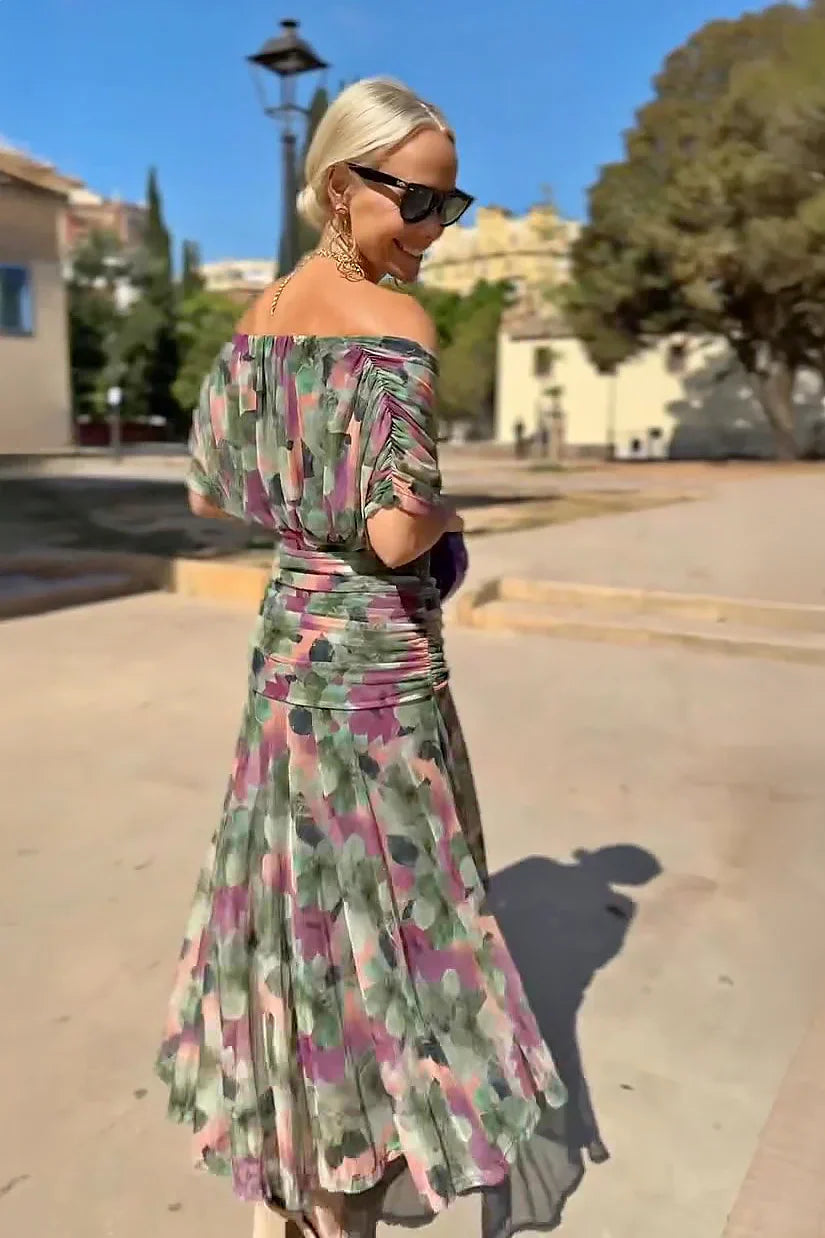 Salvadora | Vestido maxi elegante con escote en V y cintura drapeada