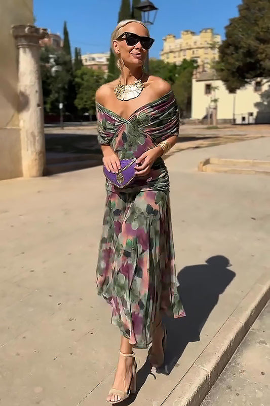 Salvadora | Vestido maxi elegante con escote en V y cintura drapeada