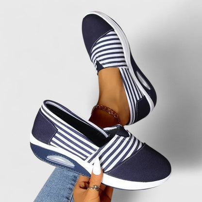 Julena | Orthopedic slip-on sneakers with stripes and design