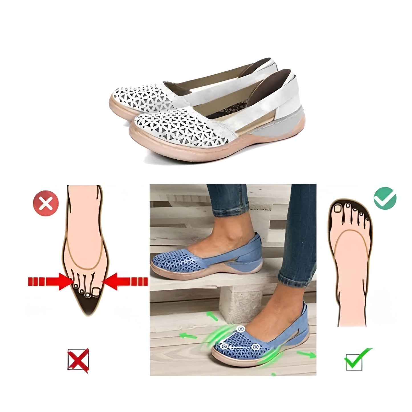 Saturnina | Zapatos ortopédicos para mujer con diseño perforado
