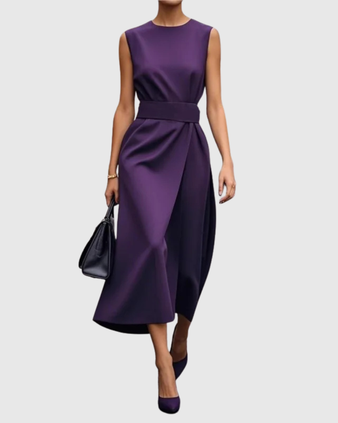 Josefina | Vestido elegante con cuello redondo y drapeado