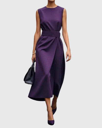 Josefina | Vestido elegante con cuello redondo y drapeado
