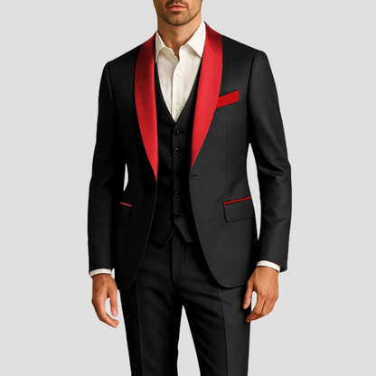 Alberto | Traje de tres piezas para hombre con corte slim y chaqueta esmoquin