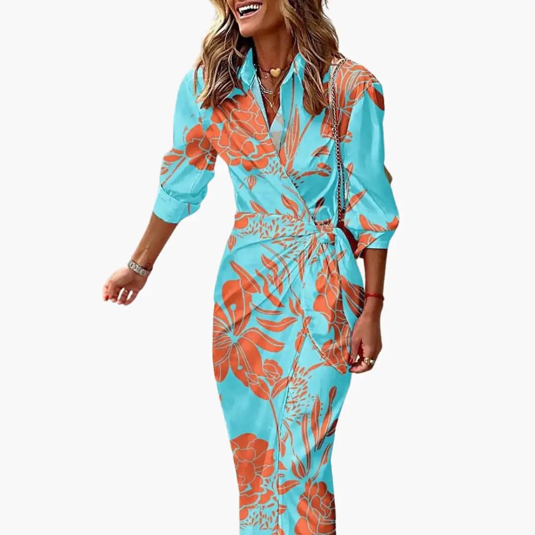 Cristina | Vestido camisero a rayas para mujer de algodón