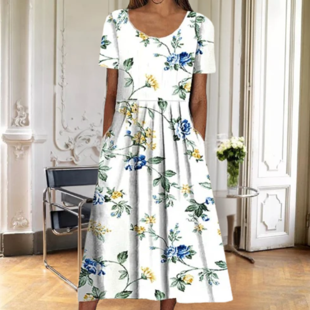 Amapola | Vestido midi para mujer de verano con estampado botánico