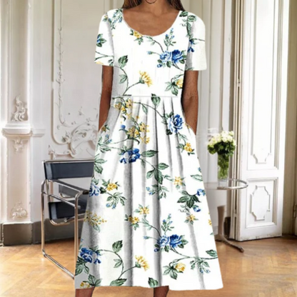 Amapola | Vestido midi para mujer de verano con estampado botánico