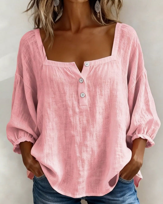 Lurea | Women's blouse with square neckline and buttons
