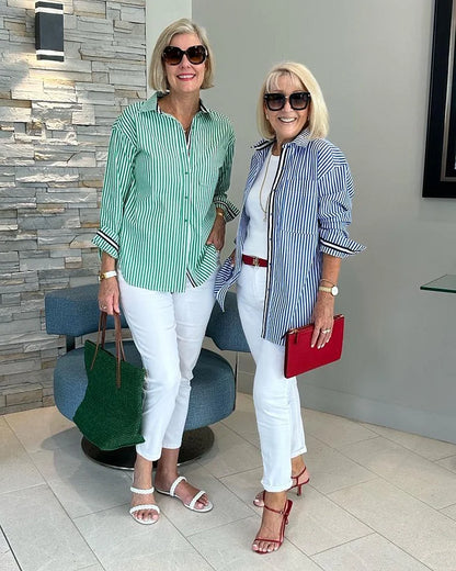 Marvella | Camisa a rayas para mujer con botones y corte clásico