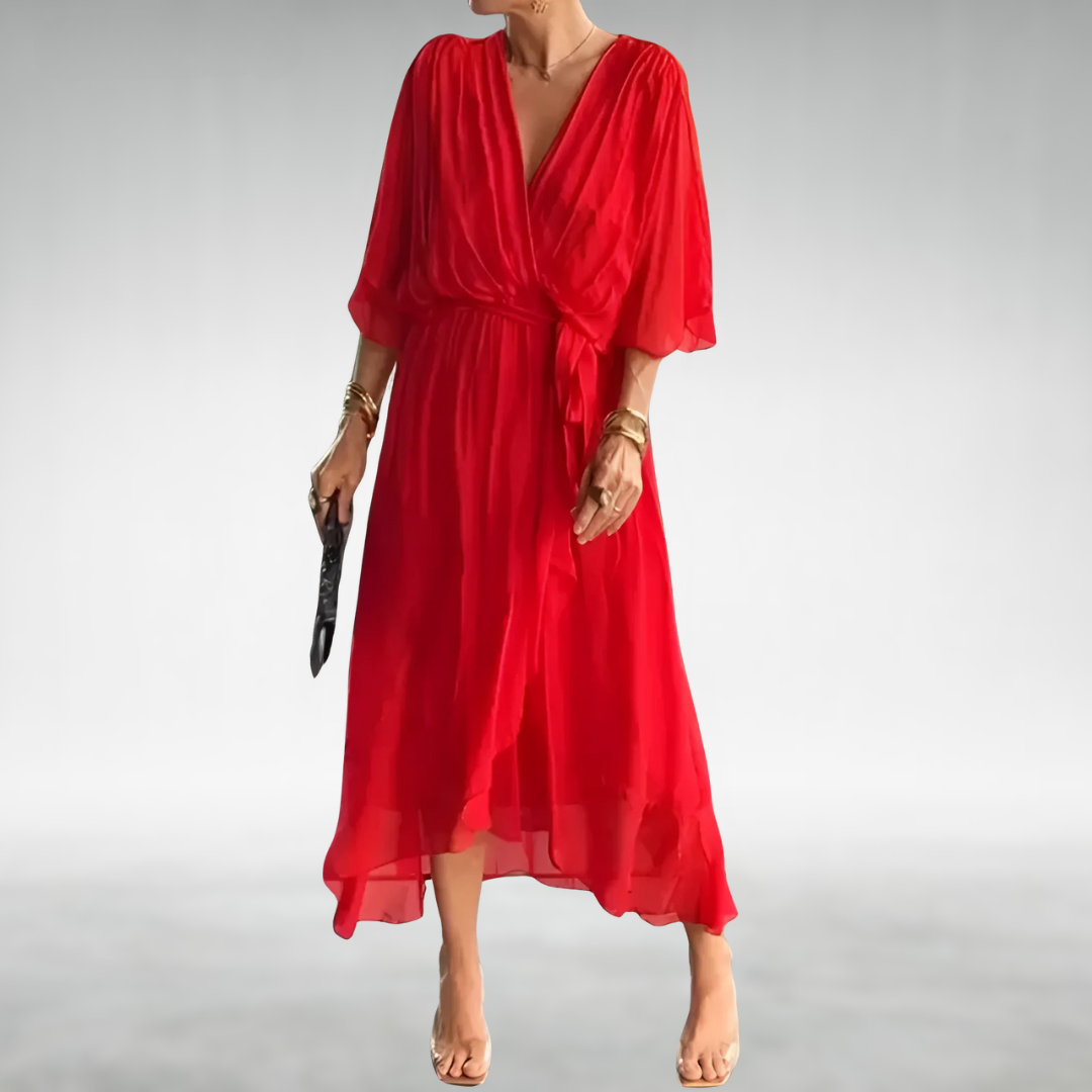 Izel | Vestido largo elegante con escote en V