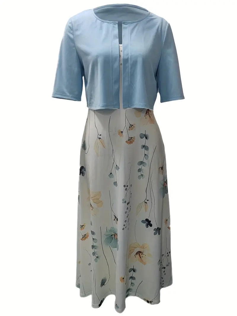 Sofía | Vestido midi para mujer con estampado floral y chaqueta