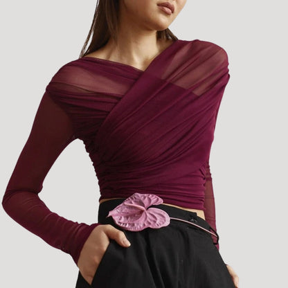 Isona | Top cruzado de manga larga para mujer de primavera