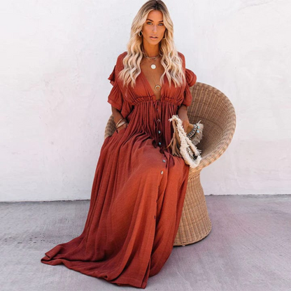 Yolanda | Vestido largo de mujer ligero y fluido para verano