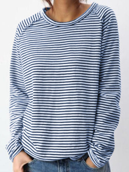 Carolina | Camiseta de manga larga con rayas y cuello redondo