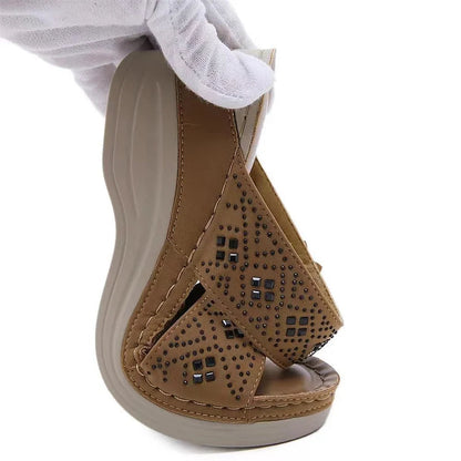 Yarael | Women's Wedge Sandals with Floral Straps | Breathable