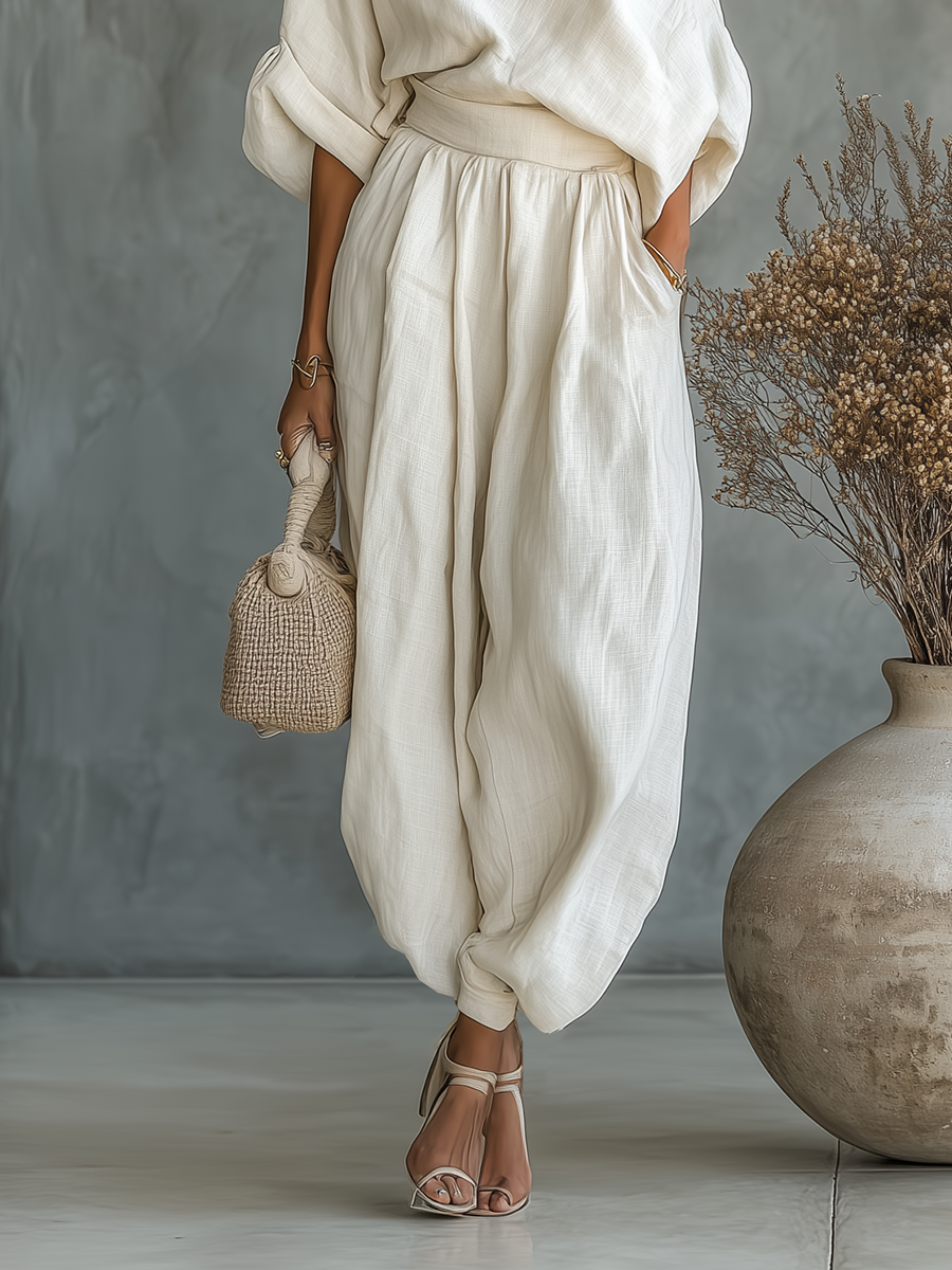 Asunción | Conjunto elegante con hombro descubierto y pantalón