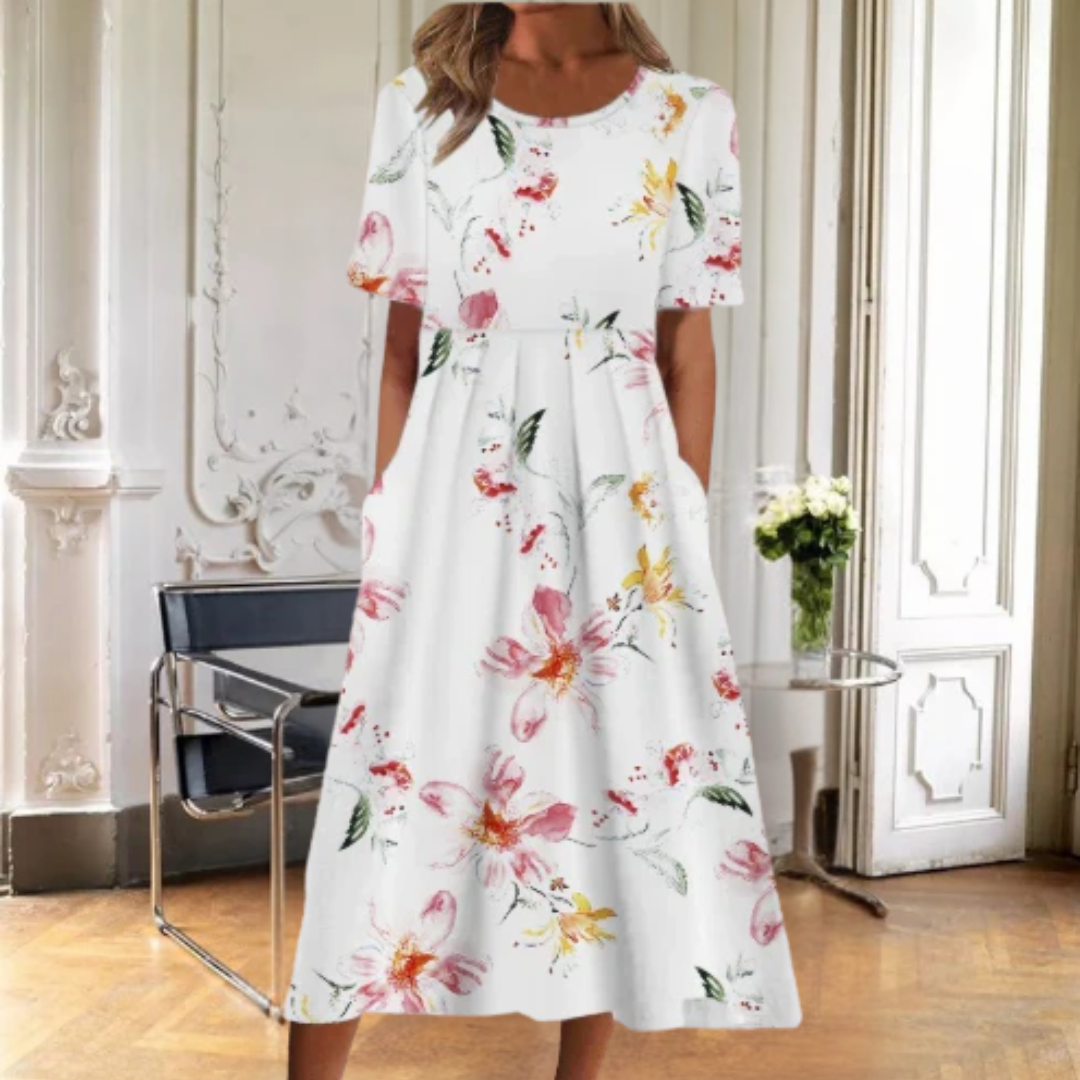 Amapola | Vestido midi para mujer de verano con estampado botánico