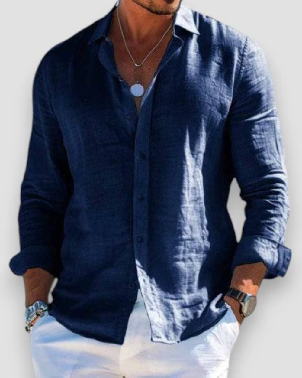 Naviro | Chemise homme à manches longues avec boutons