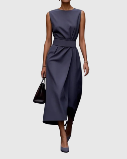 Josefina | Vestido elegante con cuello redondo y drapeado