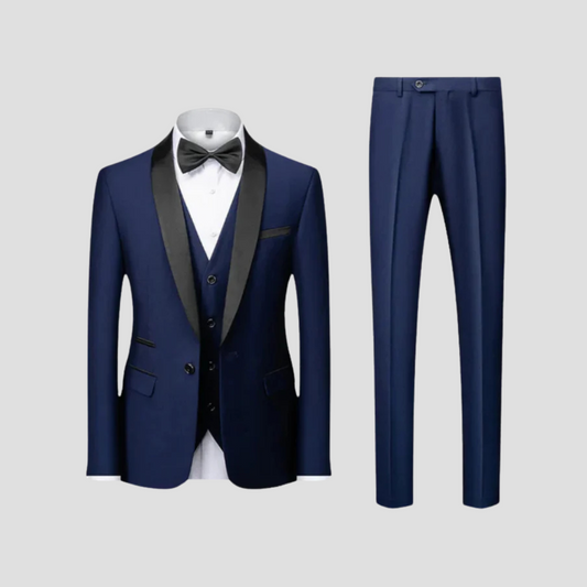 Alberto | Traje de tres piezas para hombre con corte slim y chaqueta esmoquin