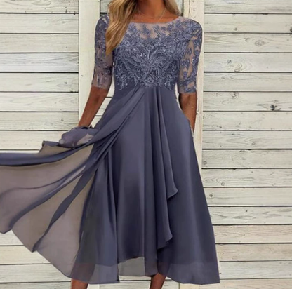 Selinda | Vestido midi formal para mujer con falda plisada y corte estilizado | Sofisticado