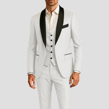 Alberto | Traje de tres piezas para hombre con corte slim y chaqueta esmoquin